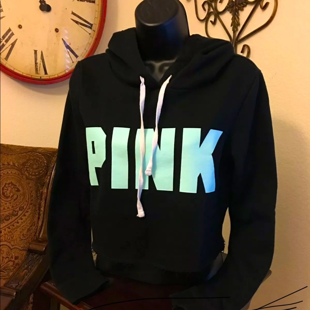 Pink Vs Crop Hoodie